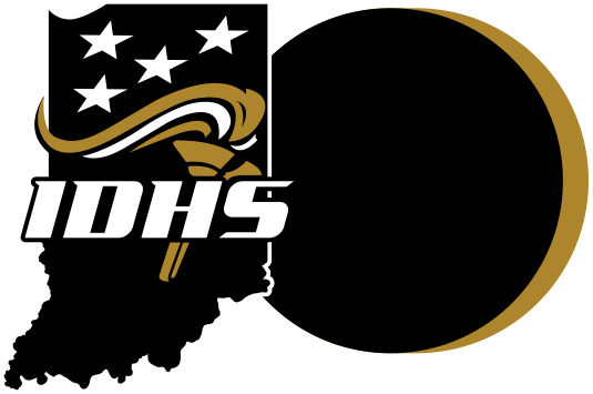 Total solar eclipse with glow and IDHS logo